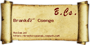Brankó Csenge névjegykártya